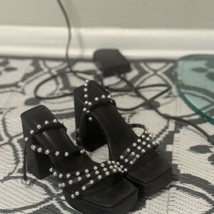 SHEIN Black Studded Heels